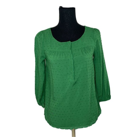 Anthropologie Tops - Anthropologie Green Maeve Clip Dot Top Spring Summ